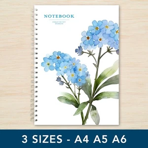 Cuaderno Forget Me Not A5 A6 A4 - Forrado o liso - Papelería hecha a mano regalo Reino Unido - Imagen 1 de 16