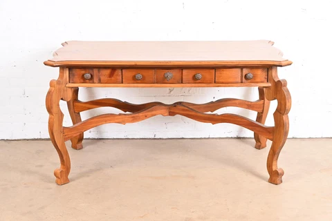 Romweber Spanish Baroque Carved Pine Writing Desk Cover