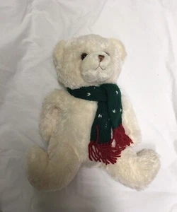 Oso de peluche navideño de 14 pulgadas de altura blanco con bufanda - Imagen 1 de 1