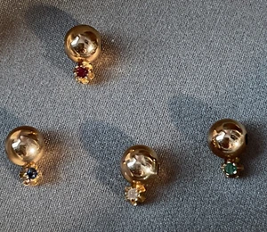 RARE 6mm Gold Beads With Diamond, Ruby, Emerald or Sapphire Stones Real 14k! - Picture 1 of 4