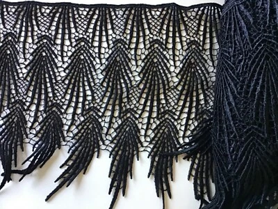 9 1/2 yardas colgante negro como pavo real rayón venisa encaje Foto 1 de 4