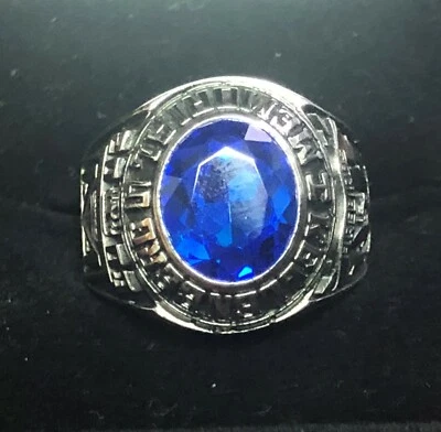 NEW - RING 2003 KELLENBERG MEML HIGH SCHOOL Men Class Ring, Silver/Blue Sapphire - Image 1 of 4