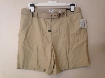 NWT FASHION BUG WOMEN BEIGE/TAN SHORTS W/BELT 16W - Image 1 of 4