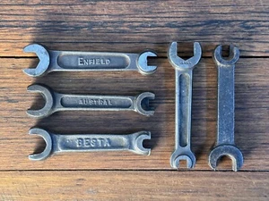 Vintage Lot x5 Bicycle Motorcycle Spanners ENFIELD Austral BESTA Ideal #6 - Picture 1 of 5
