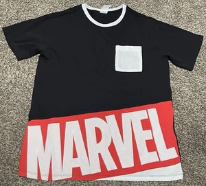 Vintage Marvel Comics Mens Black Pocket Shirt Spell Out Bottom Sewn Medium - Picture 1 of 3