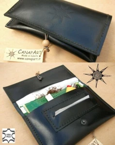 PORTATABACCO PELLE ARTIGIANALE CANAPART NERO. - Picture 1 of 3