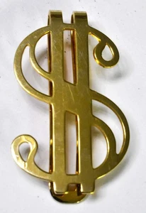 Dollar Sign Money Clip Vintage 1/20 12K Gold Filled Classic Design 2" B.A.B.  - Picture 1 of 4
