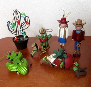 Schachtel Südwesten Weihnachtsschmuck Kakteen Cowboy/Mädchen Weihnachtsmann - Bild 1 von 5