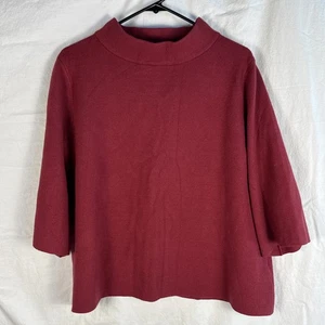 Baltic Born 3/4 sleeve pullover Sweater Women’s L Dark Red mock neck Comfort - Picture 1 of 6