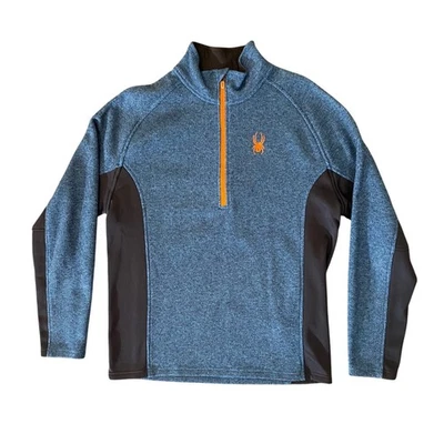 Suéter Pullover Spyder Hombres Azul Polar 1/4 Cremallera Ligero Atlético Talla Grande Foto 1 de 4