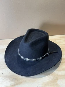 Sombrero de lana negro vintage Stetson Pony Express WW174 TeagueCowboy talla 7 1/4 - Imagen 1 de 7