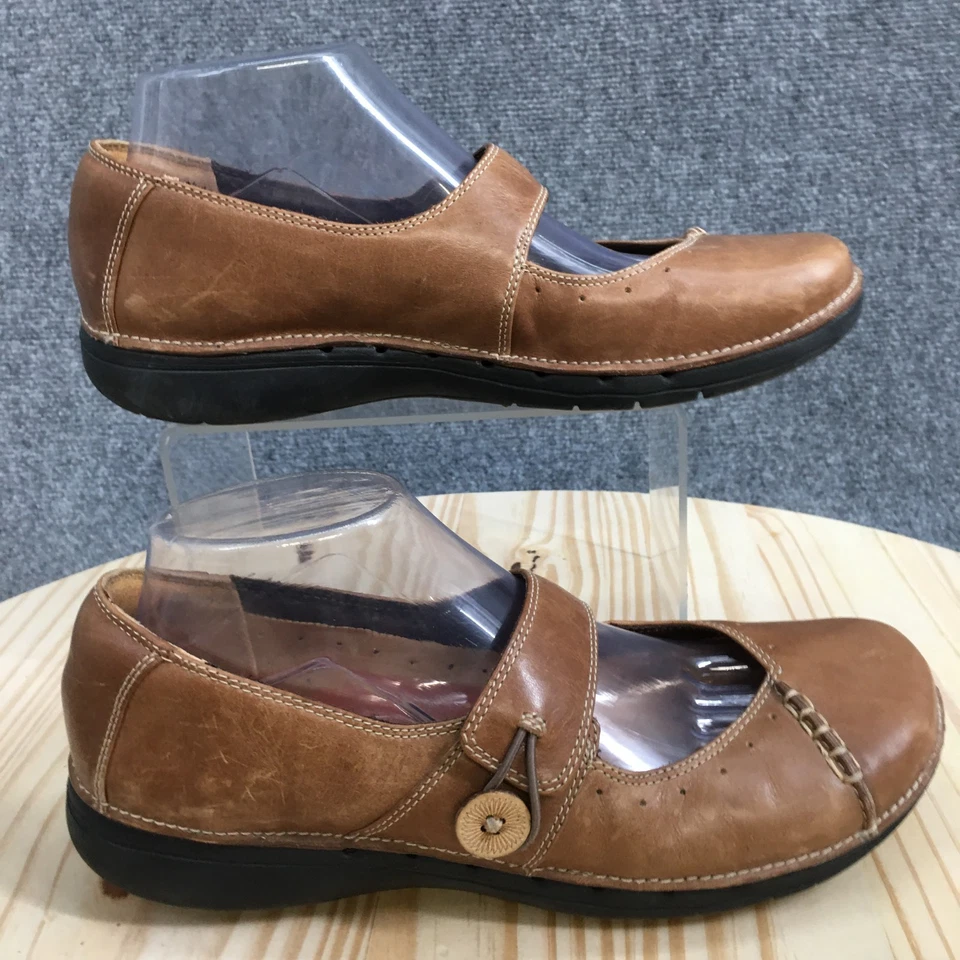 Clarks Unstructured Shoes Womens 8 M Cedar Mary Jane Brown Leather Round Toe Cas - Изображение 1 из 4