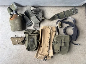 World War II Water Canteen Belts Calf Protection Pouches Vietnam Lot US Army VTG - Picture 1 of 10