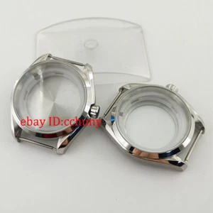 40mm sapphire glass steel silver watch case fit NH35 NH36 automatic movement - Picture 1 of 12