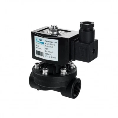 FSA Magnetventil Kunststoff PA6 1/2" 230V AC 0-6 bar NBR stromlos geschlossen
