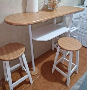 Breakfast Bar Table And Stools Kitchen Dining Room Furniture Set Space Saving - Picture 1 of 6