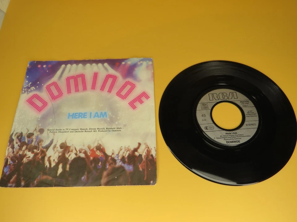 DOMINOE - HERE I AM / THE FRIEND - 7"-SINGLE - GERMANY 1987 - RCA PB41479 - Bild 1 von 4