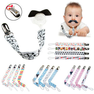 4 Pack Dummy Clips Newborn Baby Girls Boys Soother Chain Holder Strap Pacifier