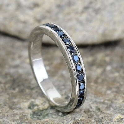 Black Onyx Eternity Band 925 Sterling Silver Band For Women Birthday Gift Dainty - Image 1 of 4