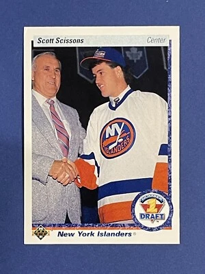 1990-91 Upper Deck Hockey Scott Scissons Rookie RC #1 Draft #357 NY ISLANDERS - Image 1 of 2
