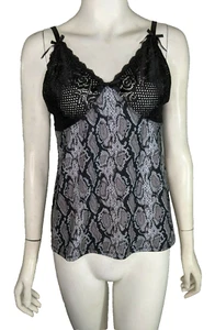 Camisole Snakeskin Pajama Top Delta Burke Lace Black Sexy Grey 1X Plus Size - Picture 1 of 8