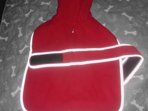 Rot & grau gefütterter reflektierender Fleece Hundemantel Jacke - Large - Bild 1 von 2