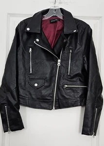 Love Tree Woman ~Size M~ Black Faux Leather Moto Fashion Jacket Zip-Up. - Picture 1 of 3