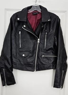 Love Tree Woman ~Size M~ Black Faux Leather Moto Fashion Jacket Zip-Up. - Image 1 of 3