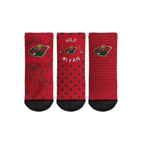 Toddler Rock Em Socks Minnesota Wild #1 Fan 3-Pack Crew Socks Set Cover
