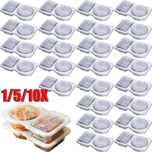Double Compartment Condiment Container with Lids for Sauce Sampling Travel Snack - Picture 1 of 15