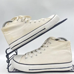 NEW LOOK WHITE HIGH TOP TRAINERS SIZE UK 4 CANVAS GYM CREAM CASUAL - Picture 1 of 8