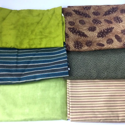 Telas Algodón Acolchado Artesanía Hogar Proyectos Verde Marrón Rayas 8 Yardas Foto 1 de 4