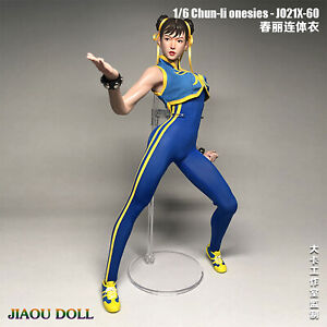 1/6 JO21X-60 Chun Li Kung Fu Jumpsuit Cosplay Clothing Suit Fit 12'' Seamless Bo