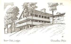 Burr oak Lodge at Burr Oak State Park Glouster Ohio Art Postcard - Picture 1 of 2