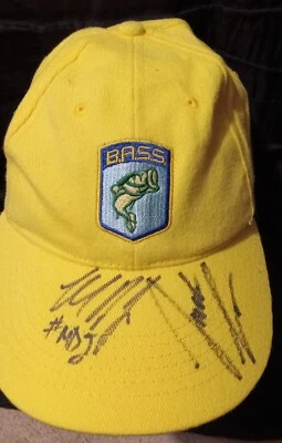 ESPN бас регулируемый желтый шляпа крышка рыболовства мастер рыболов подписанные подписи  - Изображение 1 из 4