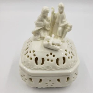 Vtg Nativity Trinket Box Jesus Mary Joseph Holiday Collection Ceramic Jade - Picture 1 of 9