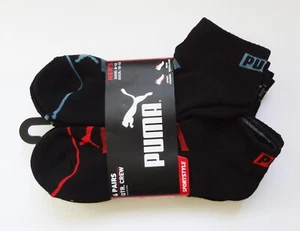 PUMA Men's Socks 6 Pairs Black/Colors QTR CREW Size 10-13 Cushion - New - Picture 1 of 3