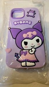 Cute Kuromi Sanrio Acrylic Phone Protective Case Cover W/Chain For iPhone 14 - Picture 1 of 4