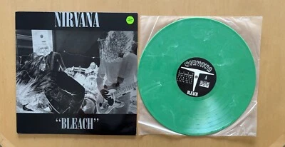 NIRVANA - BLEACH 1992 GREEN MARBLED SPLATTER COLORED VINYL SUB POP W/STICKER - Image 1 of 4