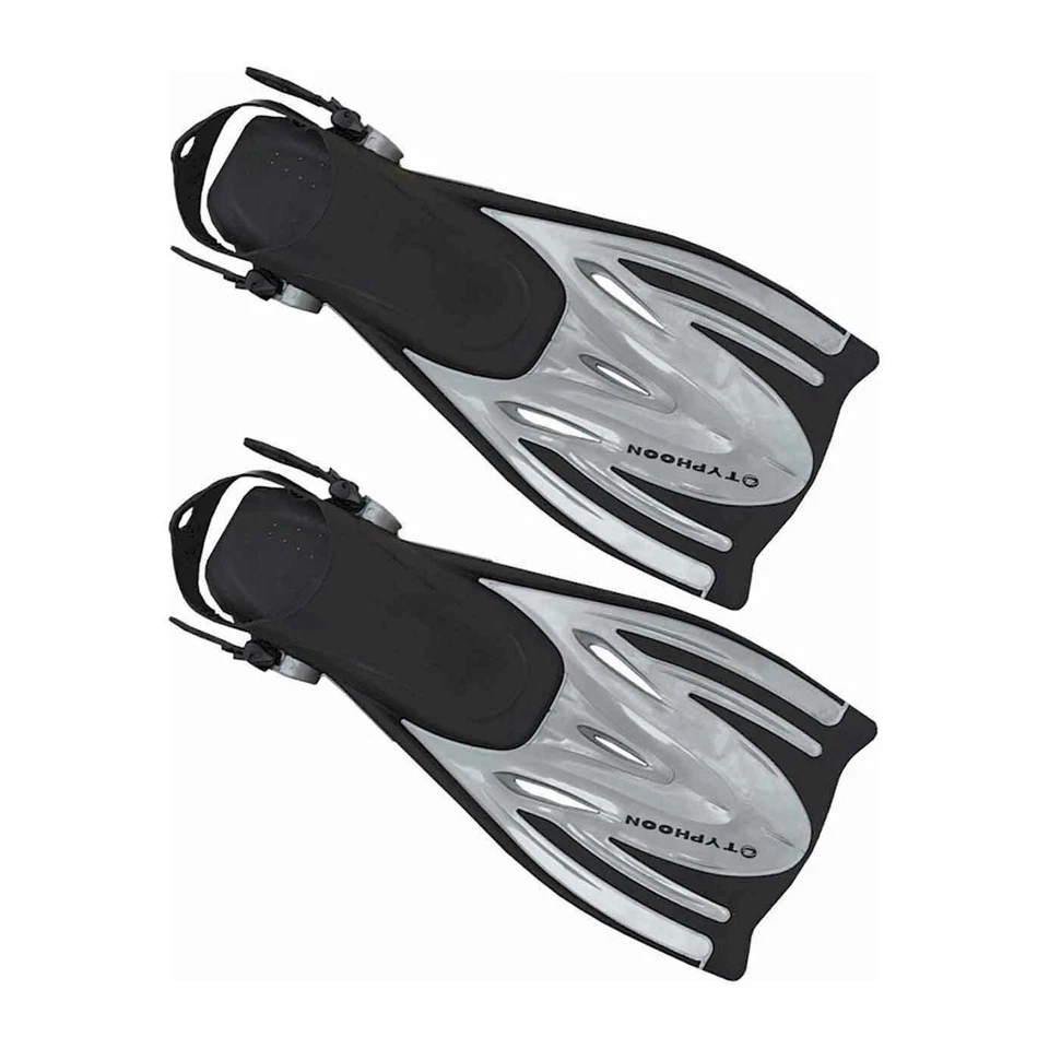 Typhoon T-Jet Adjustable Kids Swim Snorkelling Fins Silver UK Foot Size 9 - 12 - Image 1 of 1