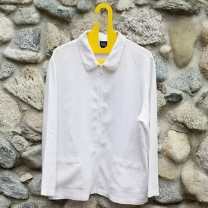Eileen Fisher White Zipper Front Linen Jacket - XL - Gently Worn - Bild 1 von 8