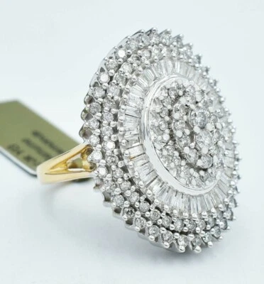 ОГРОМНОЕ ПОДЛИННОЕ КОКТЕЙЛЬНОЕ КОЛЬЦО С БРИЛЛИАНТОМ 6,02 карата 10 карат двухцветное золото * бесплатная оценка - Изображение 1 из 4