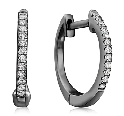 Olive & Chain 14K black gold hoop earring - Image 1 of 4