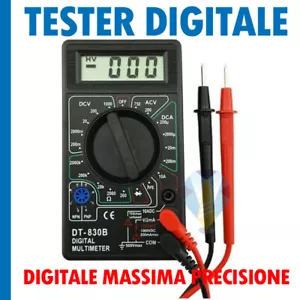 TESTER MULTIMETRO DIGITALE PUNTALI VOLT AMPERE ELETTRONICA FAI DA TE HOBBY - Foto 1 di 9