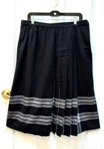 Pendleton Wool MENZIES TARTAN Pleated Black White Plaid Lined Size M/L Skirt - Bild 1 von 5