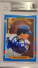 RYNE SANDBERG Autographed Signed 1991 Donruss CUBS Baseball Card BAS Slab HOF