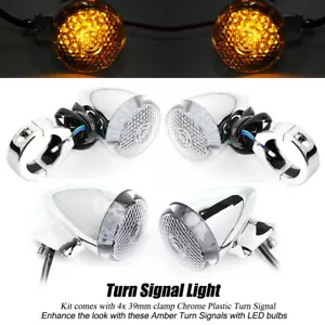 Luz de señal de giro trasera delantera cromada para motocicleta 39 mm abrazadera de horquilla de reubicación - Imagen 1 de 12