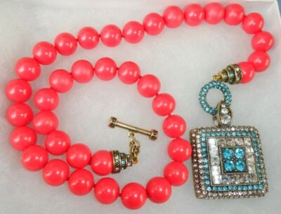 Collar Heidi Daus Azul Cuentas Cristal Gota Palanca 20" "Tentador Trío" Foto 1 de 2