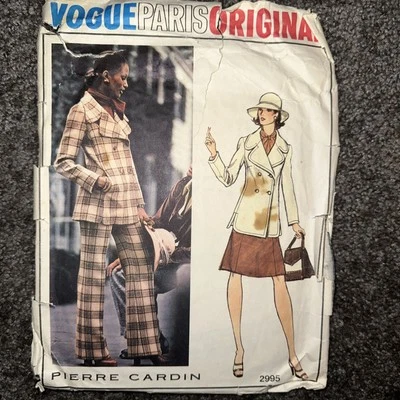 Vogue 2995 Pierre Cardin Jacket Skirt Pants Sewing Pattern Vintage Sz16 CC - Image 1 of 4