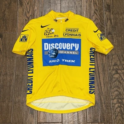Camiseta deportiva de ciclismo grande Tour de Francia 2005 de colección para hombre Nike Discovery Channel amarilla Foto 1 de 3